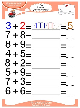 Çocuklar İçin toplam işlemi yaprak testleri 